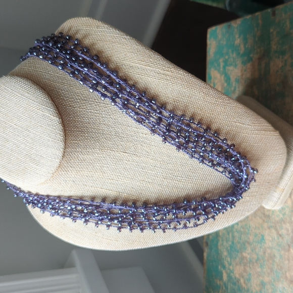 Etsy Jewelry - ETSY I NWT Handmade Beaded Purple Layered Crochet Necklace